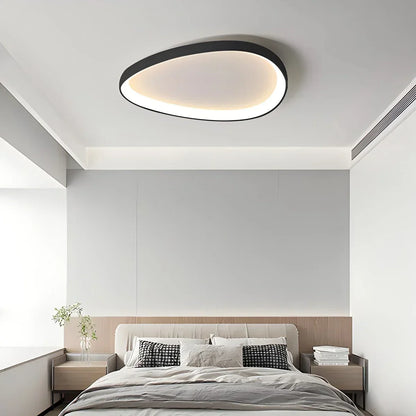 LED plafondlamp ovaal dimbaar metaal zwart wit slaapkamer hal woonkamer moderne plafondverlichting Scandinavisch design opbouwlamp