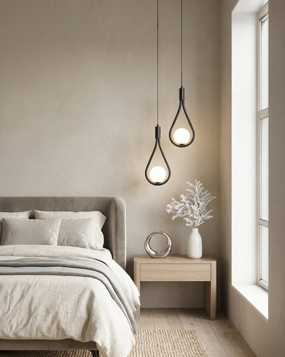 Nordic Drop Hanglamp Minimalistische Druppelvorm Glas Moderne Verlichting voor Eetkamer & Keukeneiland