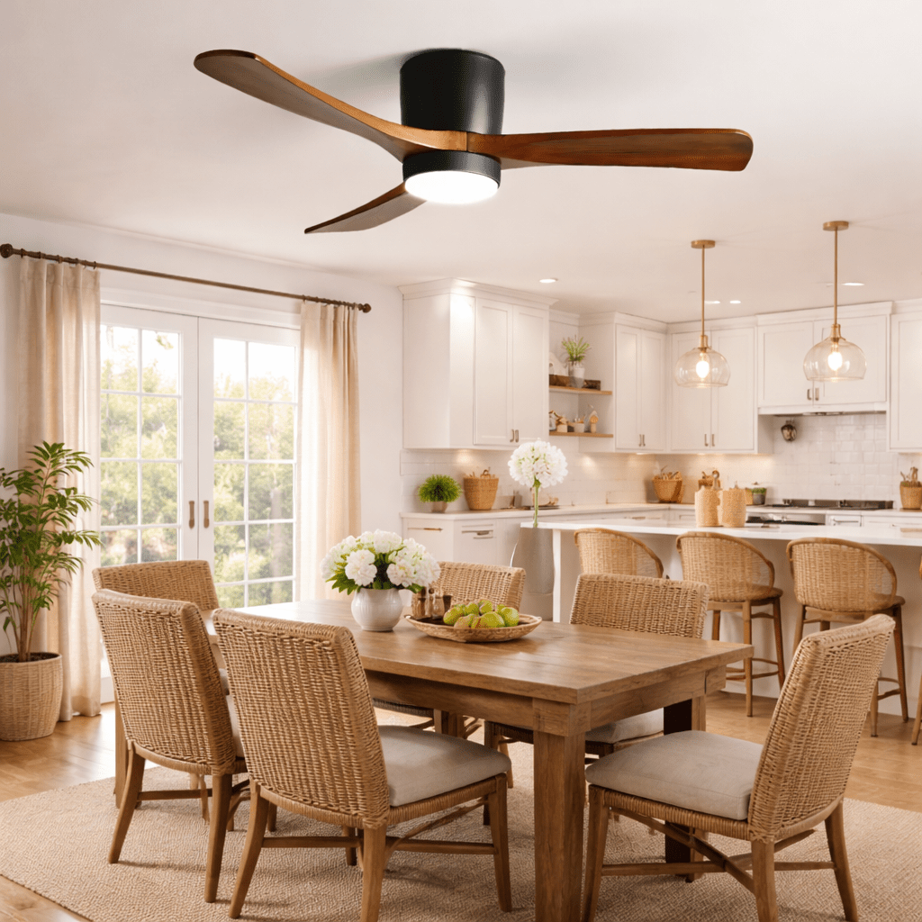 Plafondventilator met verlichting Scandinavisch houtdesign 106/122/132 cm dimbaar met afstandsbediening plafondventilator met LED-lamp houten bladen woonkamer slaapkamer eetkamer