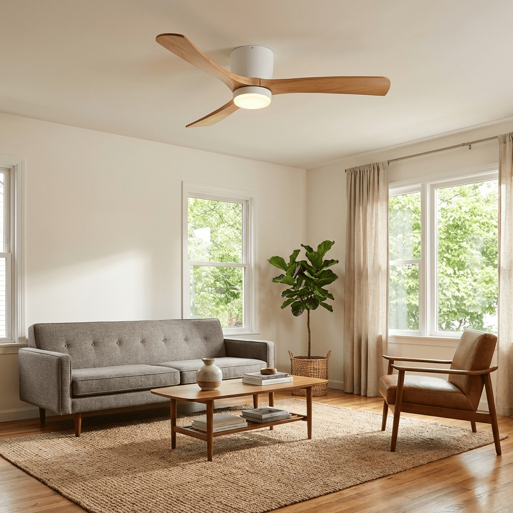 Plafondventilator met verlichting Scandinavisch houtdesign 106/122/132 cm dimbaar met afstandsbediening plafondventilator met LED-lamp houten bladen woonkamer slaapkamer eetkamer