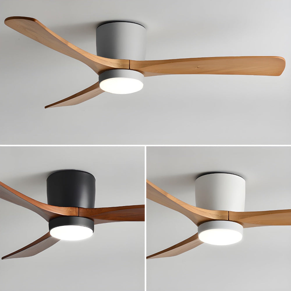 Moderne Plafondventilator Elena met Verlichting — Natuurhout & Zwart Exclusief Design
