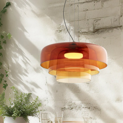 Glazen hanglamp Ø42 cm gelaagd glas groen eettafel keuken modern design sfeerverlichting