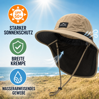 Hoed met Brede Rand en Nekbescherming – UV-Bestendig voor Wandelen en Outdoor