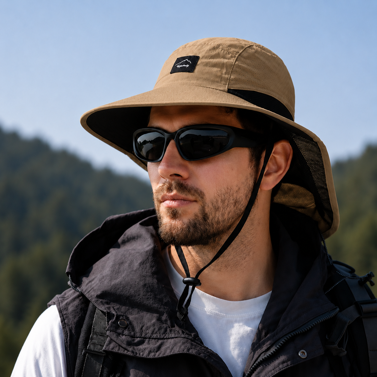 Hoed met Brede Rand en Nekbescherming – UV-Bestendig voor Wandelen en Outdoor