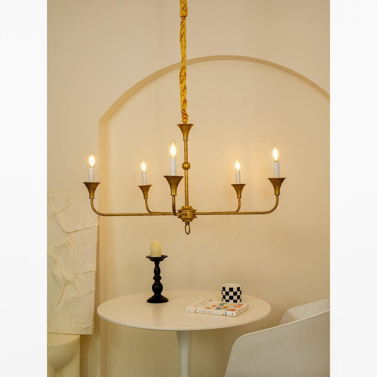 Kaarslamp Kroonluchter Messing Metaal Goud Zwart Wit Nikkel Woonkamer Eetkamer 5 6 Armen Hanglamp Vintage Kaarsenkroonluchter