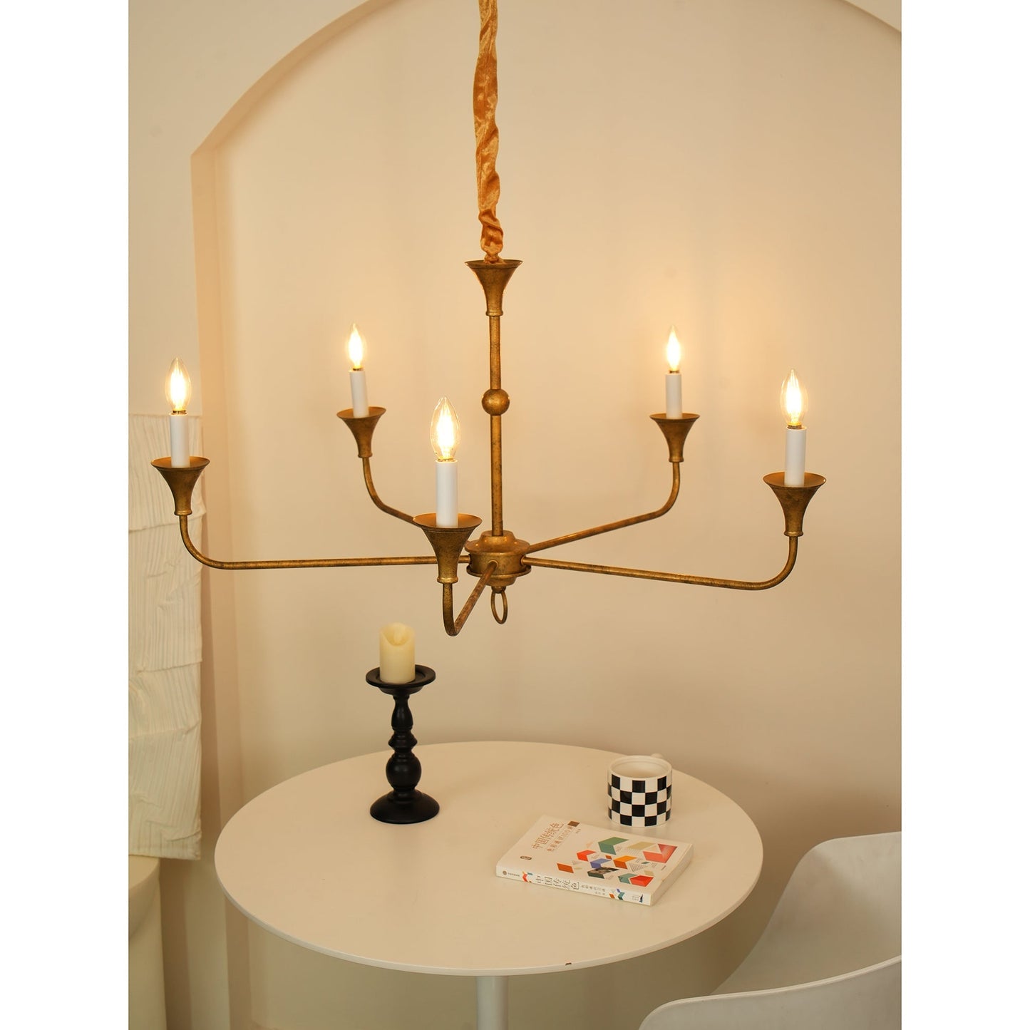 Kaarslamp Kroonluchter Messing Metaal Goud Zwart Wit Nikkel Woonkamer Eetkamer 5 6 Armen Hanglamp Vintage Kaarsenkroonluchter