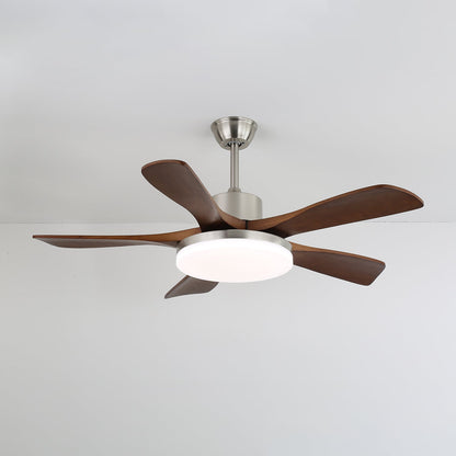 Plafondventilator met Verlichting Houten Bladen Metalen Frame 106/132cm Scandinavisch Design 6 Snelheden Afstandsbediening