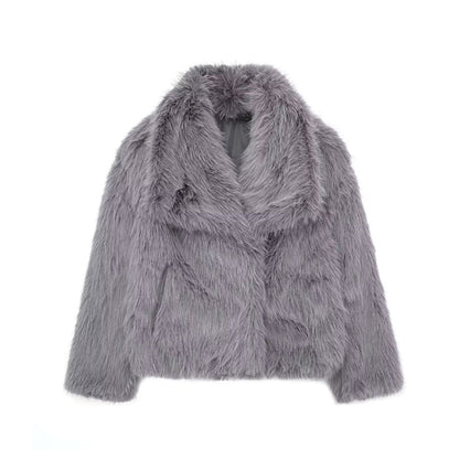 Dames Faux Fur Jas Kort en Elegant