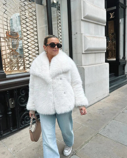Dames Faux Fur Jas Kort en Elegant