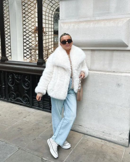 Dames Faux Fur Jas Kort en Elegant