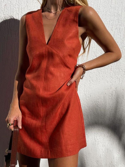 Korte Zomerjurk Cocktailkleur V-hals Vestito - StudioMarella