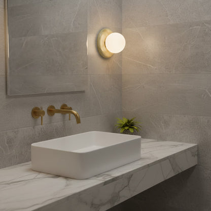 Ronde Jade Wandlamp met Glazen Kap – Luxe Natuursteen Design Verlichting 14 cm