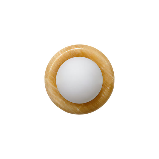 Ronde Jade Wandlamp met Glazen Kap – Luxe Natuursteen Design Verlichting 14 cm