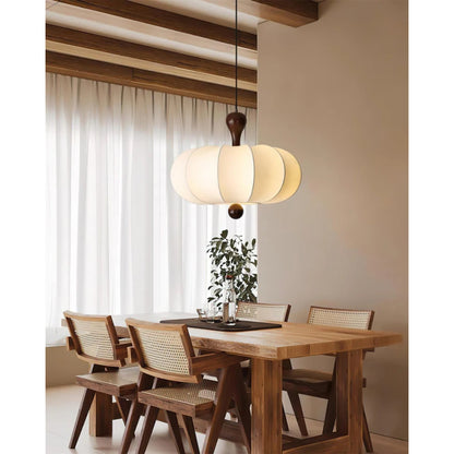 Hanglamp Stof Walnoothout Wit Eettafel Woonkamer Japandi Hanglamp Stoffen Lampionlamp Hal