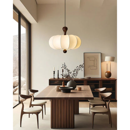 Hanglamp Stof Walnoothout Wit Eettafel Woonkamer Japandi Hanglamp Stoffen Lampionlamp Hal
