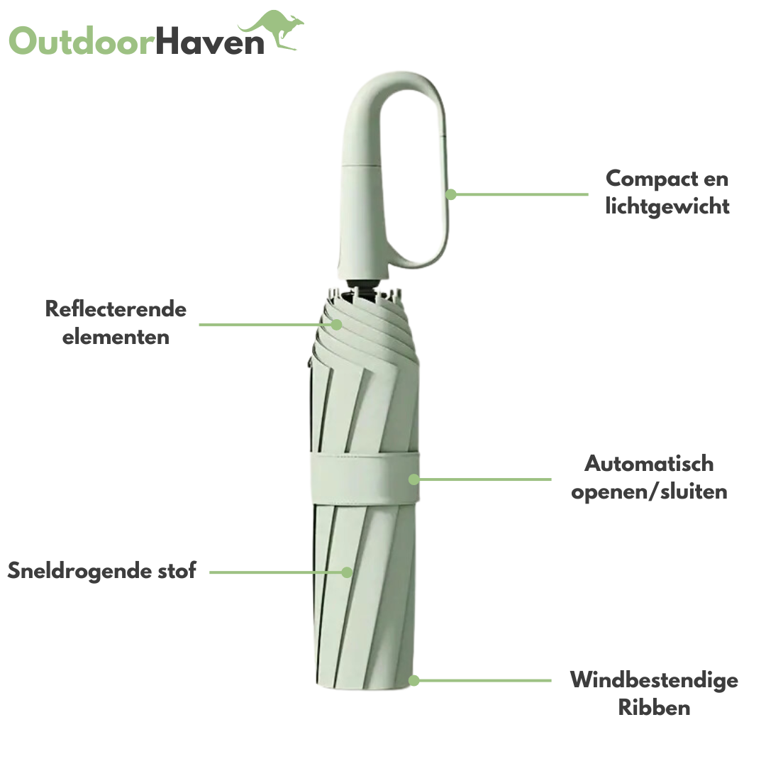 Automatische Stormparaplu met Reflecterende Rand – Windbestendig & Compact voor Onderweg
