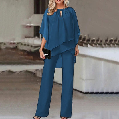 Dames Tweedelige Set Asymmetrische Top Wijde Broek Comfortabel
