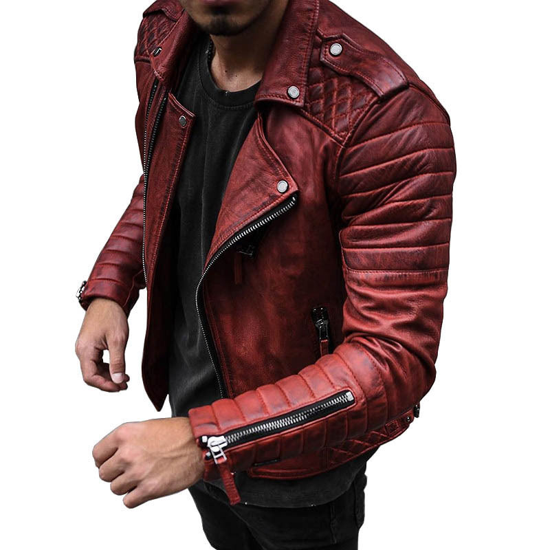 Leren Biker Jas Heren Met Sherpa Voering Warm en Stevig