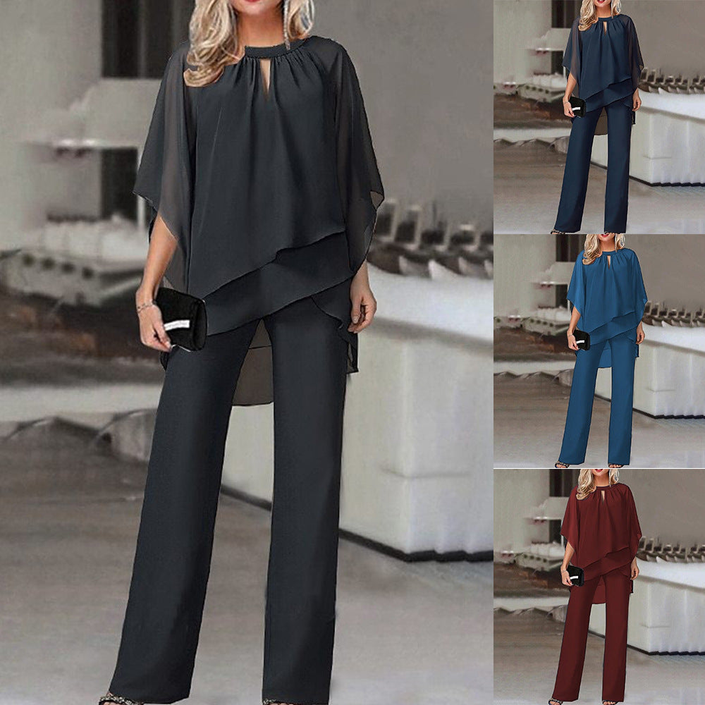 Dames Tweedelige Set Asymmetrische Top Wijde Broek Comfortabel