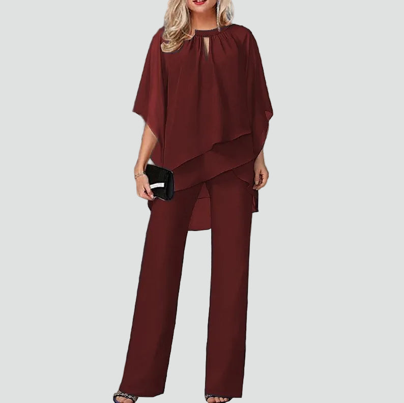 Dames Tweedelige Set Asymmetrische Top Wijde Broek Comfortabel - StudioMarella