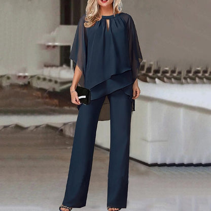 Dames Tweedelige Set Asymmetrische Top Wijde Broek Comfortabel