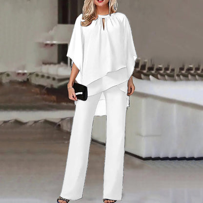 Dames Tweedelige Set Asymmetrische Top Wijde Broek Comfortabel