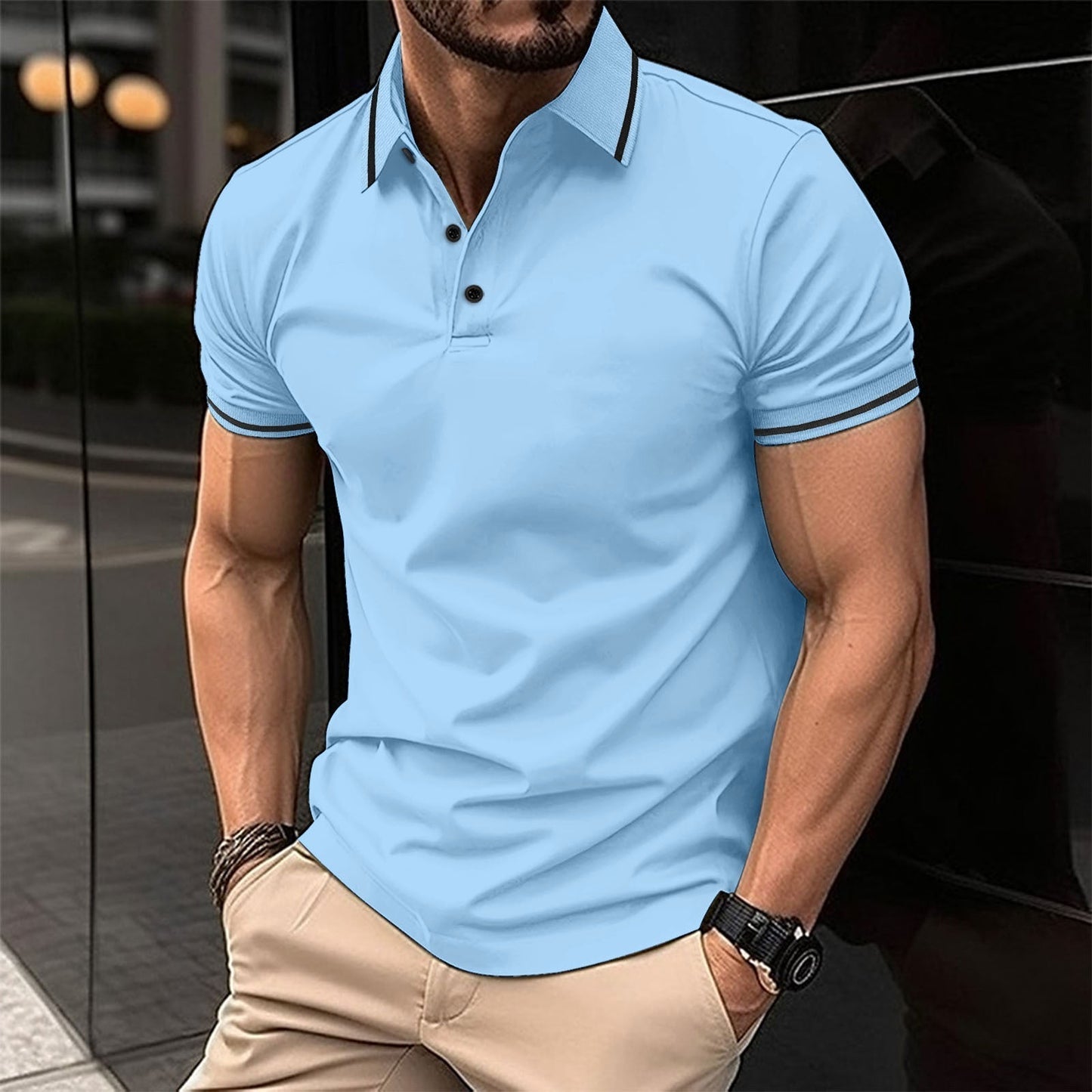Heren Slim Fit Polo Shirt van Katoen Casper