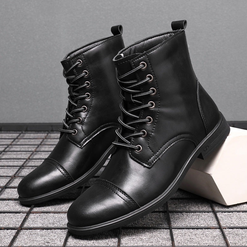 Heren Leren Boots met Vetersluiting Klassieke Stijl