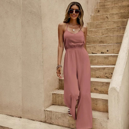 Vrouwelijke Jumpsuit Broekjurk Met Halsuitsnede - StudioMarella