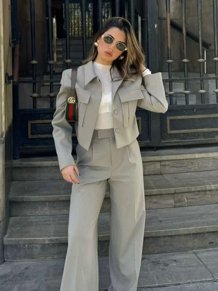 Tweedelige Set Dame High Waist Pantalon en Jasje