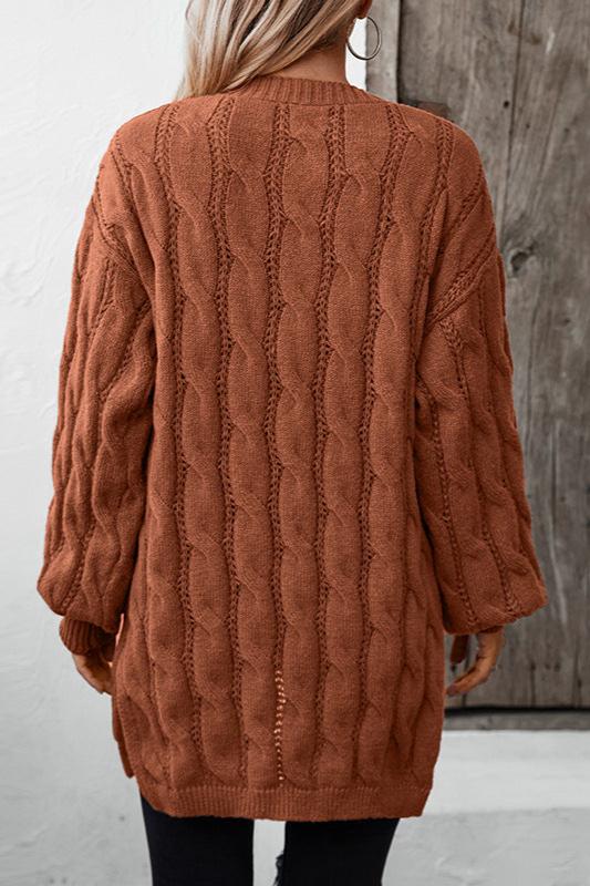 Warme Acryl Trui Kabelgebreid Elegante Cardigan