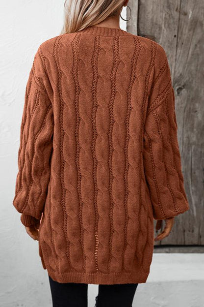 Warme Acryl Trui Kabelgebreid Elegante Cardigan