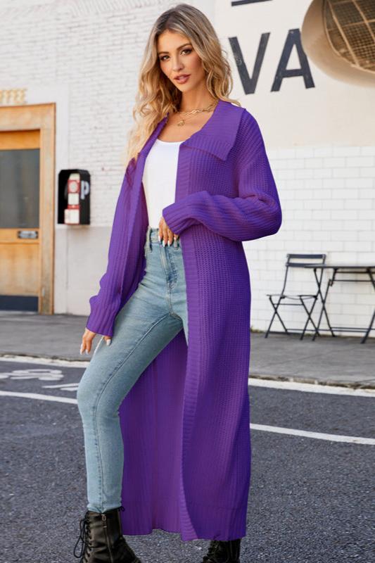 Lange Acryl Cardigan Warm en Stijlvol