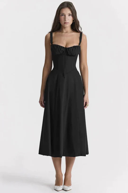 Midi Jurk met Vetersluiting en Korset Model - StudioMarella