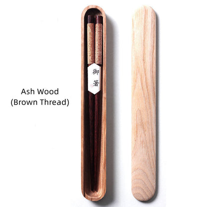 Eetstokjes Zwart Walnout Hout Handgemaakt Japan Decoratief Touw Houten Geschenkdoos