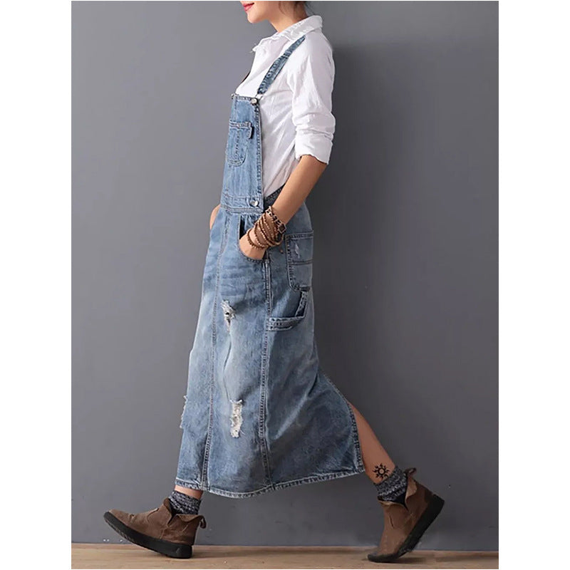 Korte Blauwe Jurk voor Vrouw Denim Stijl