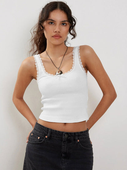 Vrouwelijke Zomertanktop Geribbeld Katoen Dameskleding