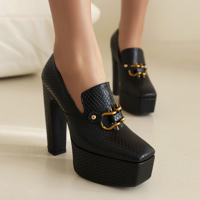Dames Hakken met Platform en Blokhak Elegant