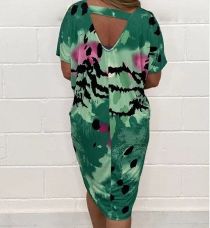 Vrouwelijke Zomerjurk met Luipaardprint Casual Korte Jurk
