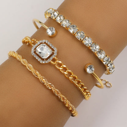 Luxe Armbanden Set 4 Delig Edelmetaal Zilver