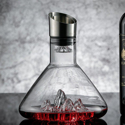 Glazen Wijnkaraf met Cascade Design voor Optimale Beluchting en Aroma