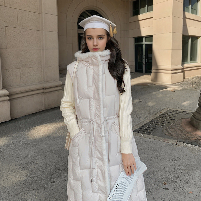 Gewatteerde Vest Lange Warmte Polyester Donzen Look