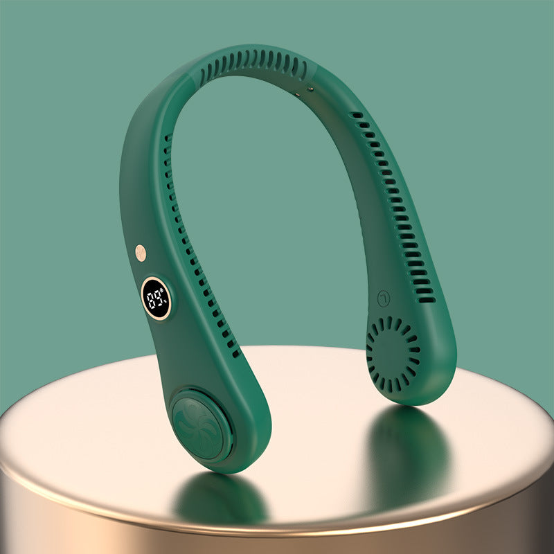 Draagbare Nekventilator Oplaadbaar 3 Snelheden LED-Display Handsfree Koeling voor Sport Outdoor Reizen