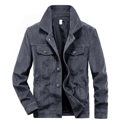 Donkerblauwe Herenjas Warme Winter Corduroy