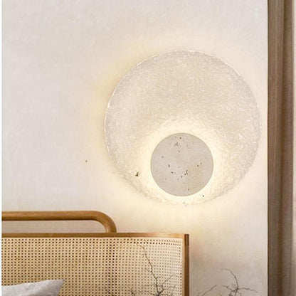 Wandlamp Travertijn Acryl Rond LED Minimalistisch Japandi Ø30 Slaapkamer Hal