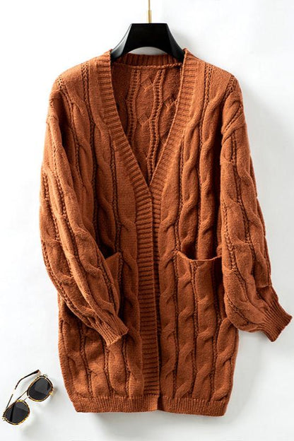 Warme Acryl Trui Kabelgebreid Elegante Cardigan