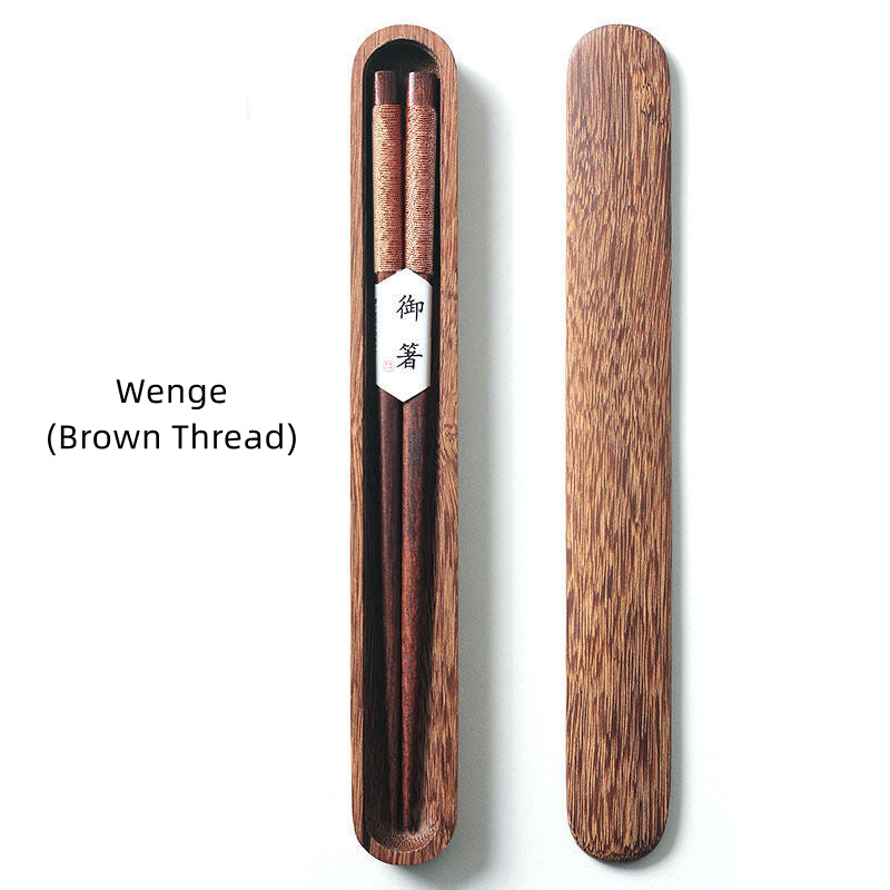 Eetstokjes Zwart Walnout Hout Handgemaakt Japan Decoratief Touw Houten Geschenkdoos