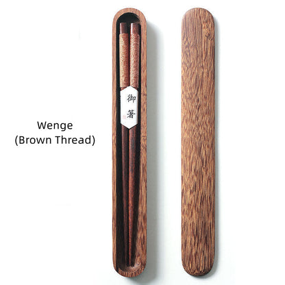 Eetstokjes Zwart Walnout Hout Handgemaakt Japan Decoratief Touw Houten Geschenkdoos