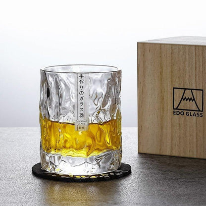 Geometrisch Geslepen Whiskyglas 300ml Transparant met Houten Cadeaubox en Onderzetter – Handgemaakt Kristalglas voor Premium Spirits