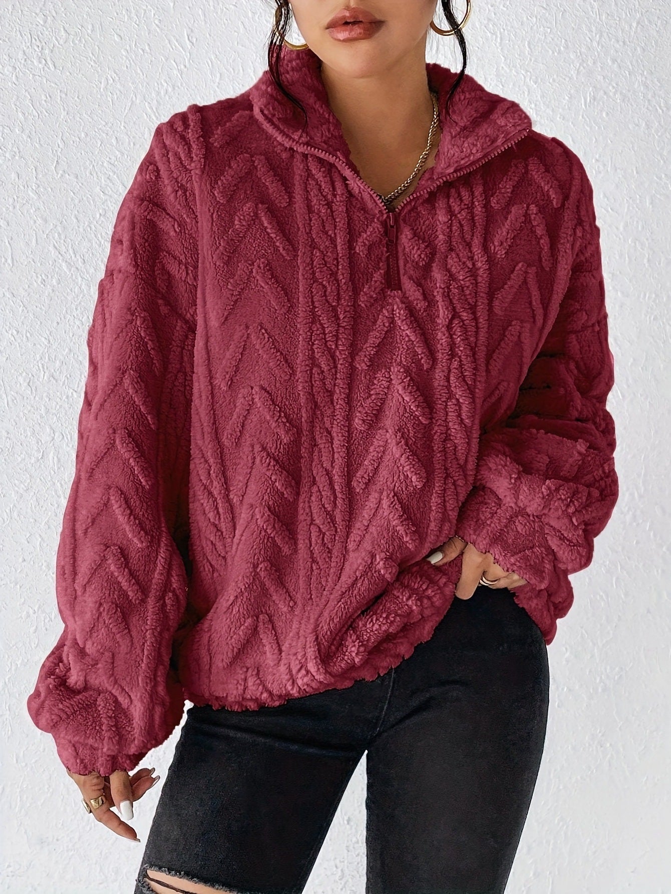 Dames Fleece Trui Warm en Zacht met Hoge Kraag